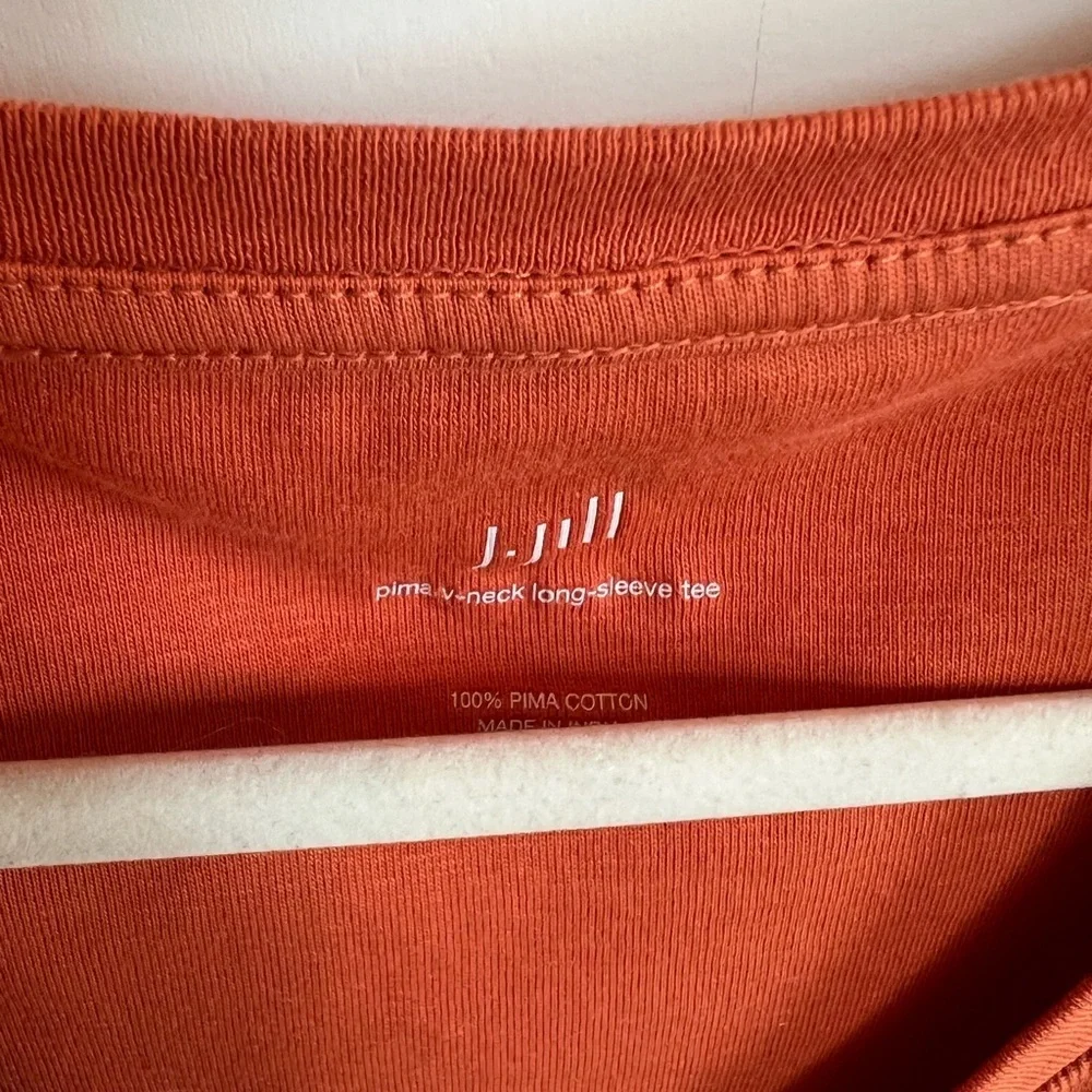 J. Jill Rust Burnt Orange Long Sleeve V-Neck Top Womens Size Medium - Picture 9 of 10